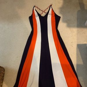 Navy White and Red Maxi dress